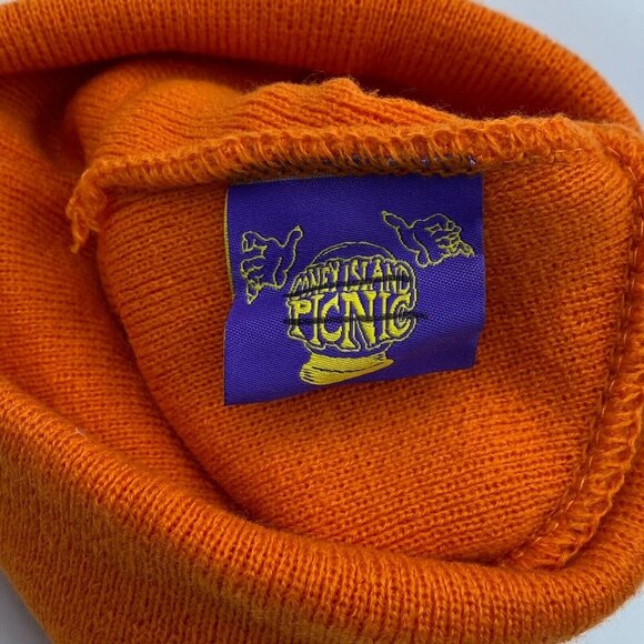 Urban Outfitters Coney Island Picnic Come Outside Beanie Orange Unisex OS NWOT - Picture 3 of 4